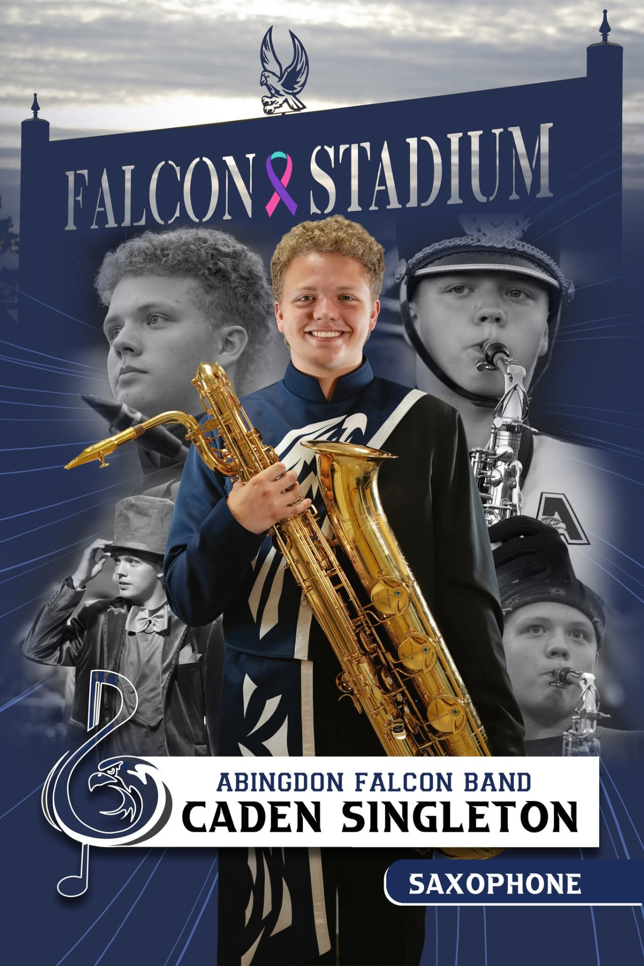 Caden Singleton, Abingdon Falcon Band saxophone player